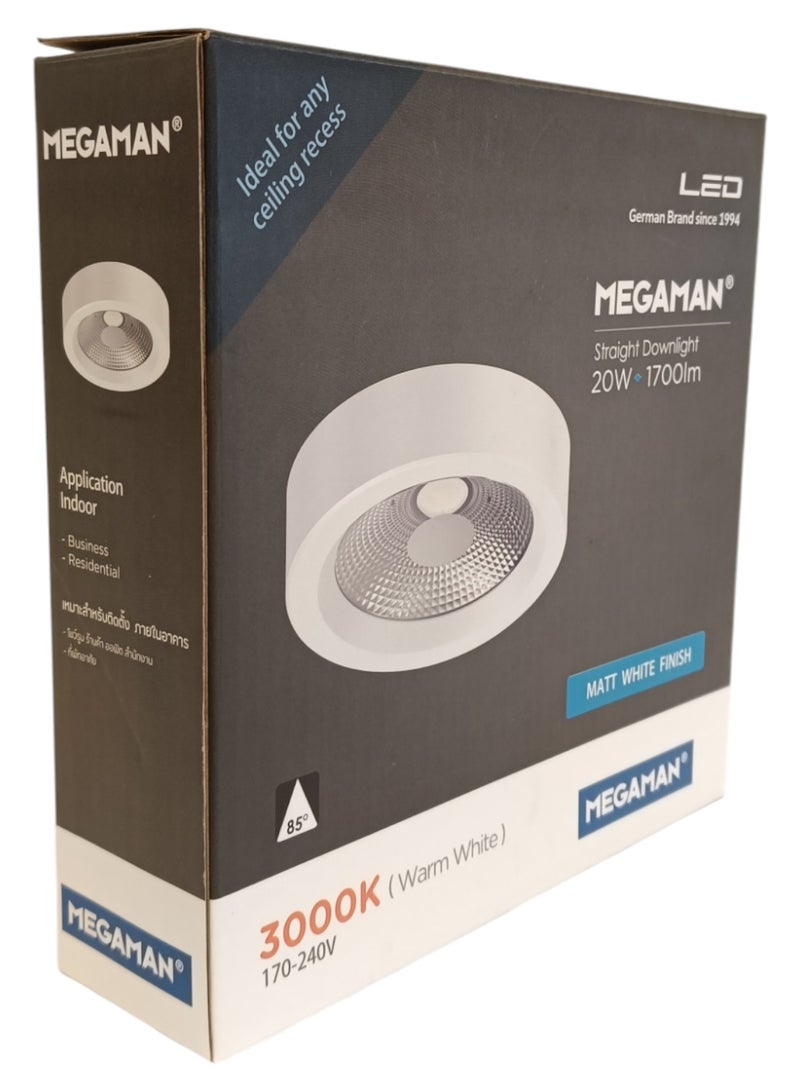 Megaman 20W Surface Mounted Downlight- Warm White(3000K) - Image 2