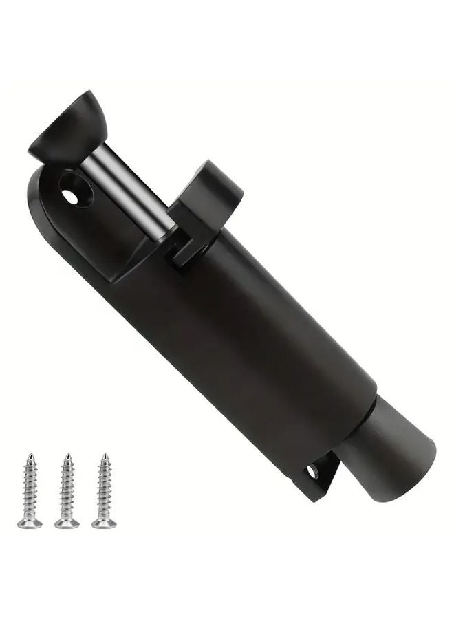 Black Zinc Alloy Door Stop with Spring Loaded Foot Switch and Release Gate Lock - Image 1