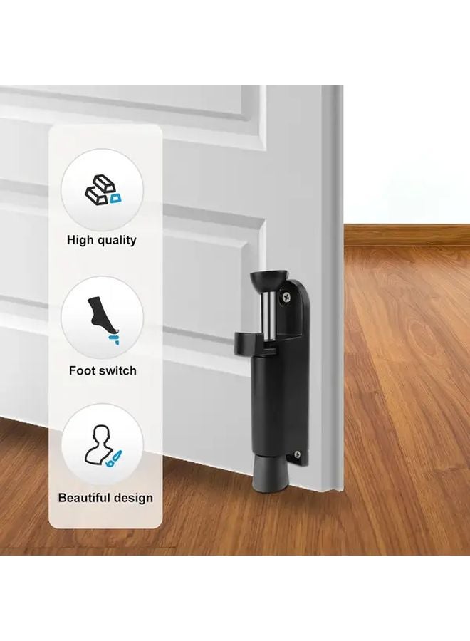 Black Zinc Alloy Door Stop with Spring Loaded Foot Switch and Release Gate Lock - Image 3