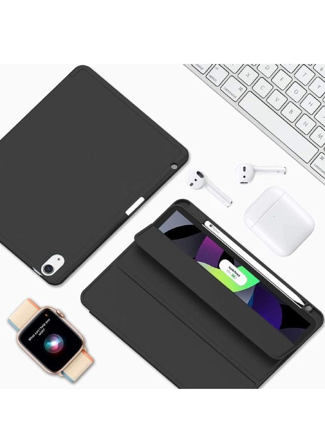 ماركة غير محددة - جراب iPad Air من الجيل الخامس 2022 / جراب iPad Air من الجيل الرابع 2020 مقاس 10.9 بوصة مع حامل أقلام ، يدعم معرف اللمس والإيقاظ / النوم التلقائي ، جراب ذكي ثلاثي الطي (أسود) - Image 1