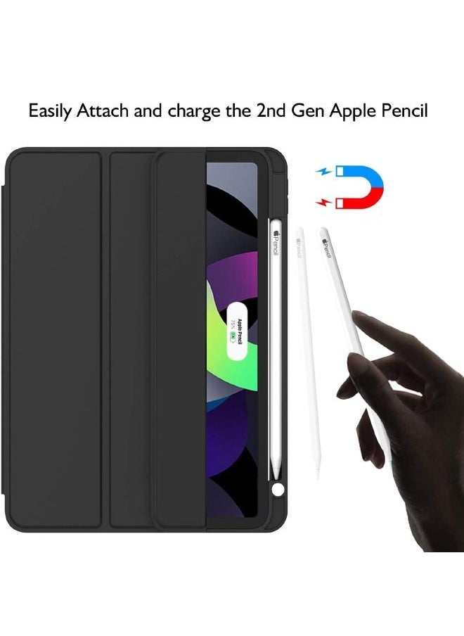 ماركة غير محددة - جراب iPad Air من الجيل الخامس 2022 / جراب iPad Air من الجيل الرابع 2020 مقاس 10.9 بوصة مع حامل أقلام ، يدعم معرف اللمس والإيقاظ / النوم التلقائي ، جراب ذكي ثلاثي الطي (أسود) - Image 1