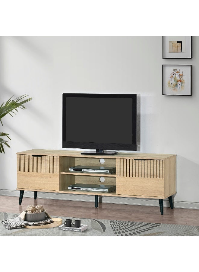 Home Box Movo-Lasero 2 Door TV Unit for TV Upto 70 Inches- Oak - Image 1