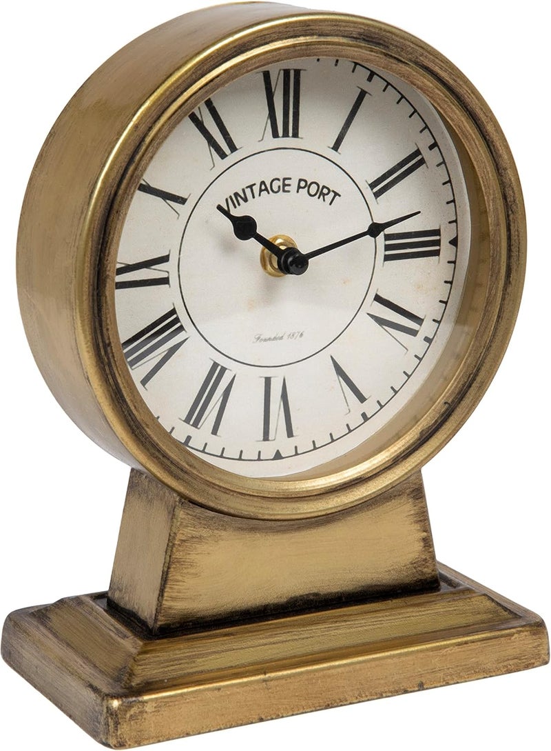 Creative Co-op Vintage Metal Mantel Clock, Gold Finish - Image 1