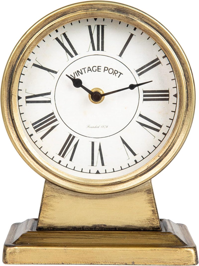 Creative Co-op Vintage Metal Mantel Clock, Gold Finish - Image 5
