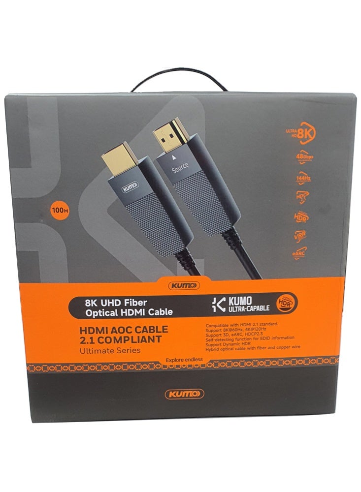 Kumo HDMI 100M FIBER OPTIC CABLE 8K@60Hz  (4.5 mm OD) KUMO - Image 1