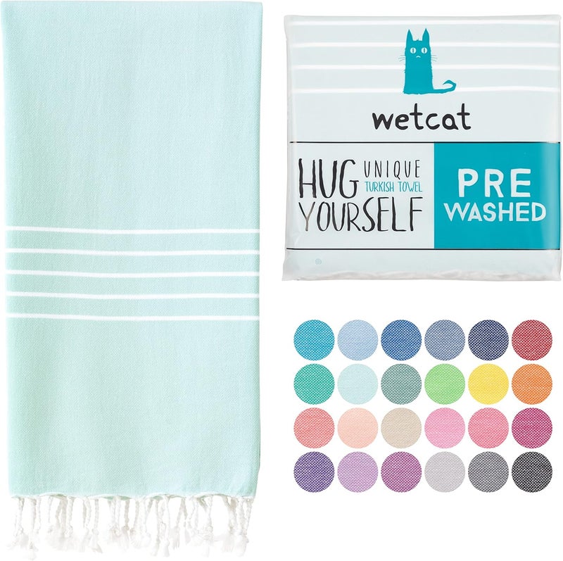 ويت كات منشفة شاطئ تركية WETCAT كبيرة الحجم (38"×71") 100% قطن تركي، مصنوعة في تركيا - خالية من الرمال، كبيرة جدًا، فائقة النعومة، سريعة الجفاف، مدمجة وخفيفة للسفر - أزرق زبرجد - Image 1