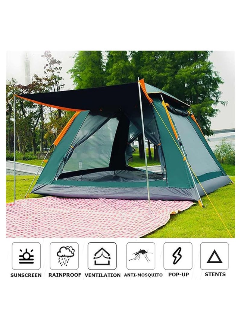 Yuwell Camping Tent with Instant Setup 4 Person Person Waterproof Tent with WeatherTech Technology Double-Thick Fabric And Carry Bag, Sets Up In Few Minutes Automatic Tent For Outdoor 210X210X140CM Green  - Image 3