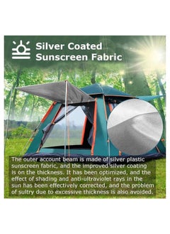 Yuwell Camping Tent with Instant Setup 4 Person Person Waterproof Tent with WeatherTech Technology Double-Thick Fabric And Carry Bag, Sets Up In Few Minutes Automatic Tent For Outdoor 210X210X140CM Green  - Image 5
