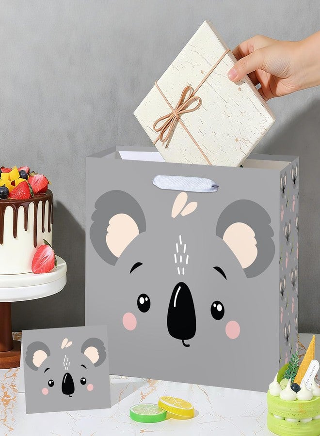 LUUFILx Koala Birthday Gift Bag for Kids Happy Birthday Party Favor Bags with Wrapping Paper Card for Koala Theme Zoo Junlge Animal Party Supplies (Gray - Image 5