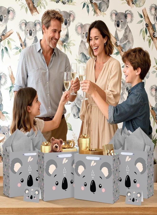 LUUFILx Koala Birthday Gift Bag for Kids Happy Birthday Party Favor Bags with Wrapping Paper Card for Koala Theme Zoo Junlge Animal Party Supplies (Gray - Image 2