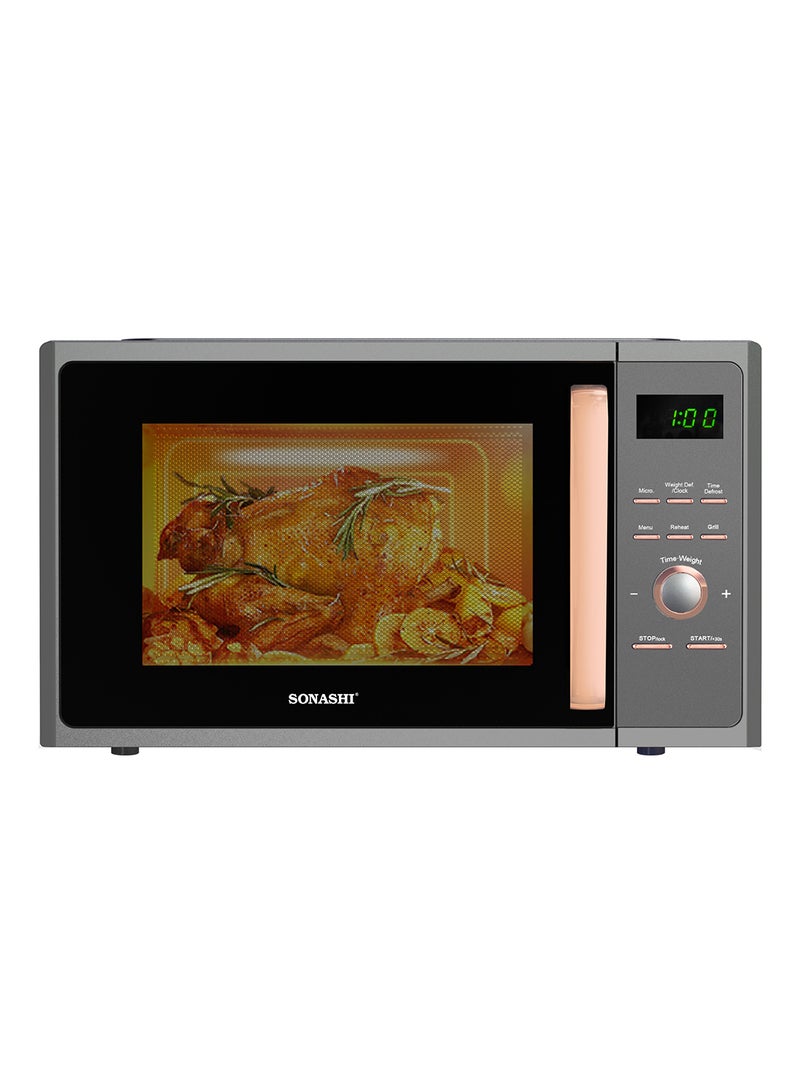 SONASHI 25L Microwave Oven - Digital Touch Control | Pull Open Door Handle with Child Safety Lock | 1000W Grill, Fast Heating and Defrost Function | Good for Home & Office with 5 Power Levels 25 L 1000 W SMO-925DG Black/White - Image 1