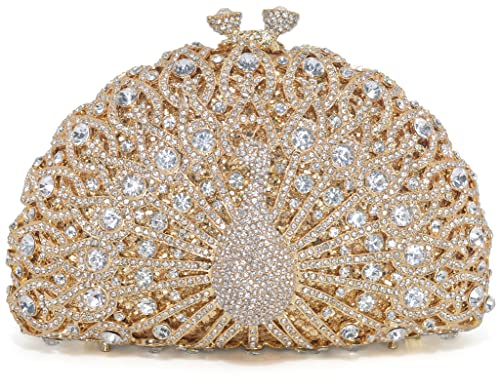 MOSSMON Peacock Luxury Rhinestone Crystal Evening Clutch Bag Sparkly Bride Wedding Party Purses for Women - Image 1