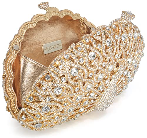 MOSSMON Peacock Luxury Rhinestone Crystal Evening Clutch Bag Sparkly Bride Wedding Party Purses for Women - Image 3