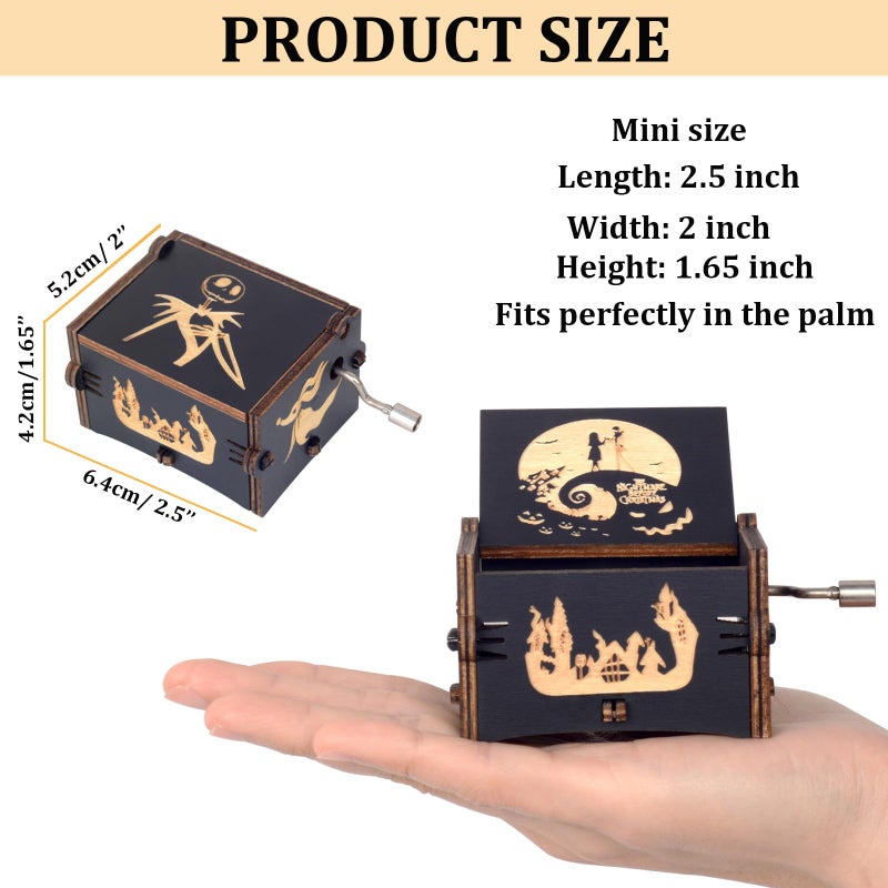 BeyHer Vintage Laser Engraved NBC Hand Cranked Music Box Plays The Melody - This is Halloween, for Boys Girls Women, Gift Ideal for Christmas Birthday Valentine's Day Anniversary - Image 4