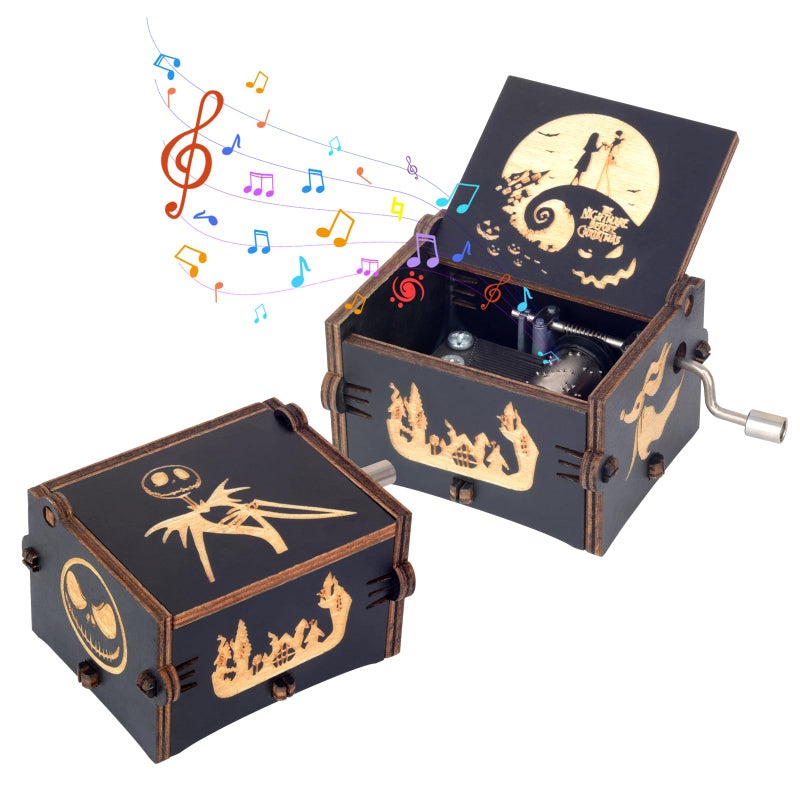 BeyHer Vintage Laser Engraved NBC Hand Cranked Music Box Plays The Melody - This is Halloween, for Boys Girls Women, Gift Ideal for Christmas Birthday Valentine's Day Anniversary - Image 1