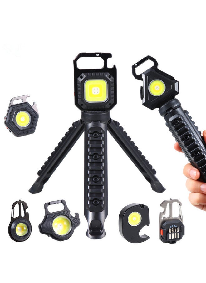 Generic - Function Portable Light Mini Work Light Portable High Brightness Keychain Light Strong Light Led Outdoor Mini Flashlight-Color:Plastic 200 MA - Image 1