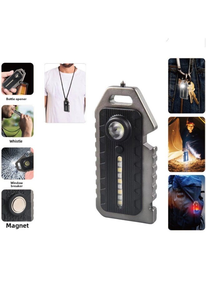 Generic - Function Portable Light Mini Work Light Portable High Brightness Keychain Light Strong Light Led Outdoor Mini Flashlight-Color:Plastic 200 MA - Image 1