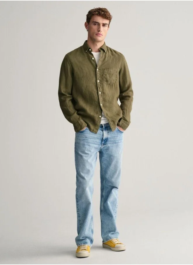 غانت Gant Regular Fit Garment-Dyed Linen Shirt