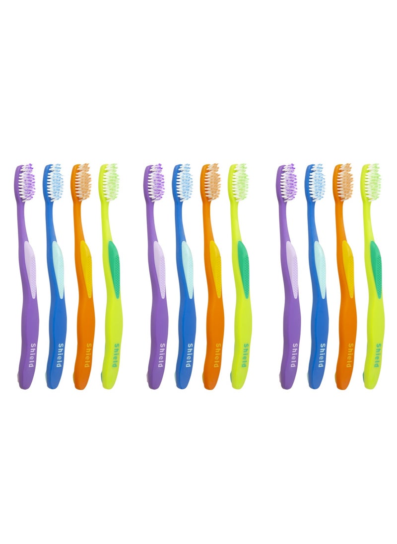 Shield Care Shield Care Soft-Tip Toothbrush Kinder to Your Teeth (Expert Care - Super Soft Tip) - Adult Toothbrush, 4 Colors - 12 Count (Pack of 1)  - Image 1