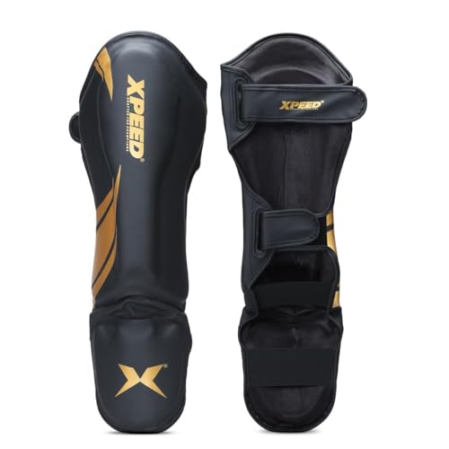 XPEED XP1806 Shin Pad/Shin Guard for Men and Women | Training Practice and Sports | Ultra Light Weight Shinguard with Ankle Adjustable | Hook and Loop Closure System (L, Yellow) - Image 1