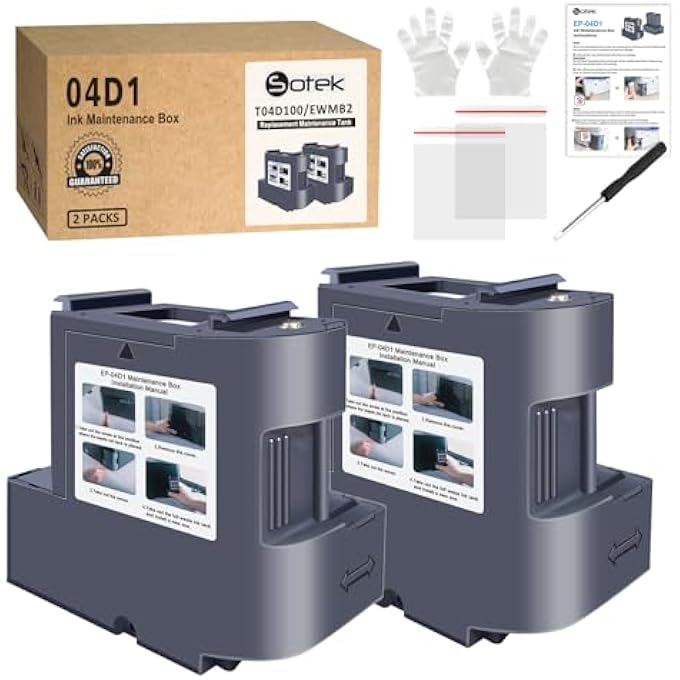 04D1 صندوق صيانة الحبر، عبوة 2 متوافقة مع ET-15000 ET-3760 ET-3850 ET-4850 ET-4760 ET-3750 T04D100 ET15000 ET-4750 ET-3830 ET-3843 ET-5150 ET-2980 ET3760 (خزان الحبر المستهلك) - Image 1