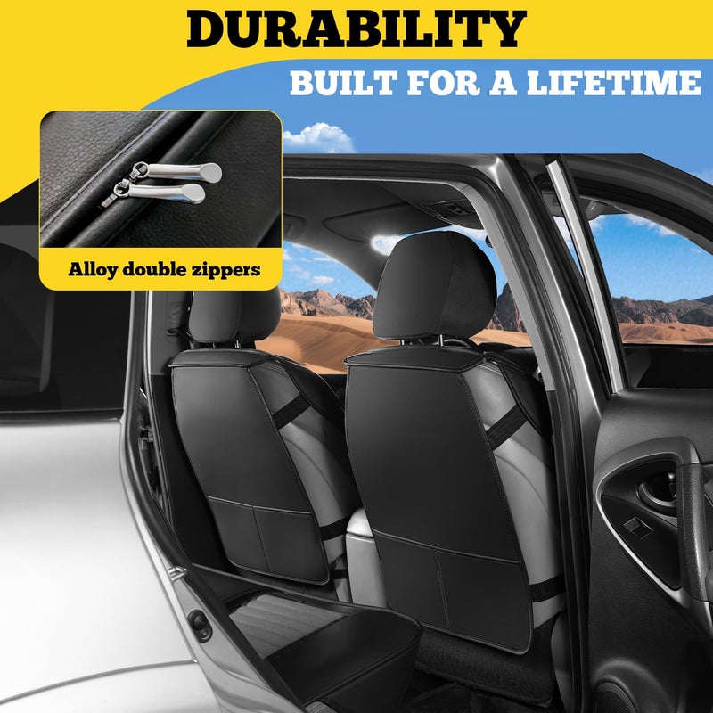 LINGVIDO Full Set Car Seat Covers, Faux Nappa Leather, Airbag Compatible and Waterproof Protectors for Sedans SUVs, Breathable Interior for Active Families, Pets, and Commuters (5 Seats, Black/Gray) - Image 4