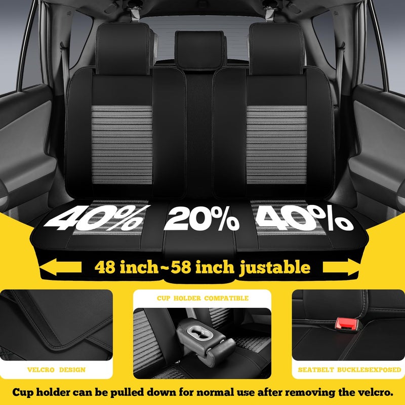 LINGVIDO Full Set Car Seat Covers, Faux Nappa Leather, Airbag Compatible and Waterproof Protectors for Sedans SUVs, Breathable Interior for Active Families, Pets, and Commuters (5 Seats, Black/Gray) - Image 5