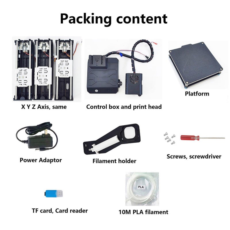 Mini 3D Printer Desktop Printing Machine 100x100x100mm Print Size Removable Platform One Key Printing With TF Card PLA Sample Filament For Beginners Student Education Black - Image 3