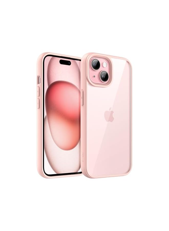 جي تيك حافظة JETech لهاتف iPhone 15 مقاس 6.1 بوصة، غطاء ممتص للصدمات للهاتف، إطار من مادة TPU بلون سادة غير لامع، ظهر شفاف مضاد للخدش (وردي) - Image 1