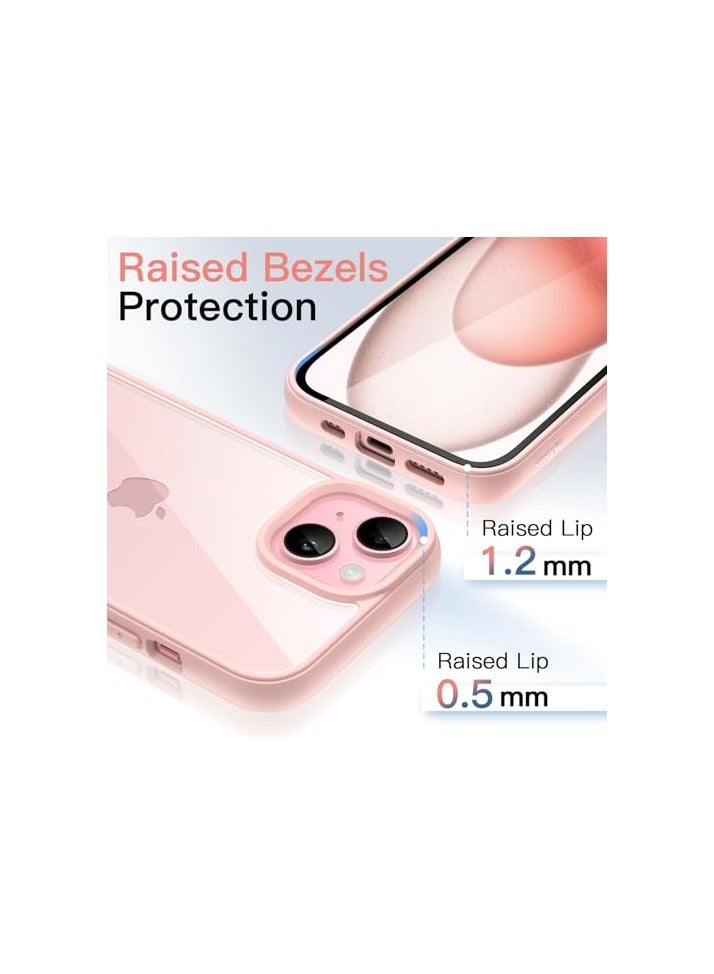 جي تيك حافظة JETech لهاتف iPhone 15 مقاس 6.1 بوصة، غطاء ممتص للصدمات للهاتف، إطار من مادة TPU بلون سادة غير لامع، ظهر شفاف مضاد للخدش (وردي) - Image 3