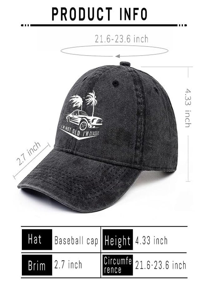 Negi l'm Not Old I'm Classic Baseball Cap for Women Men Vintage Car Palm Tree Hat Black Plain Washed Distressed Baseball Hats Golf Dad Ball Cap Fishing Hiking Camping Hats for Parents, Grandparents - Image 4