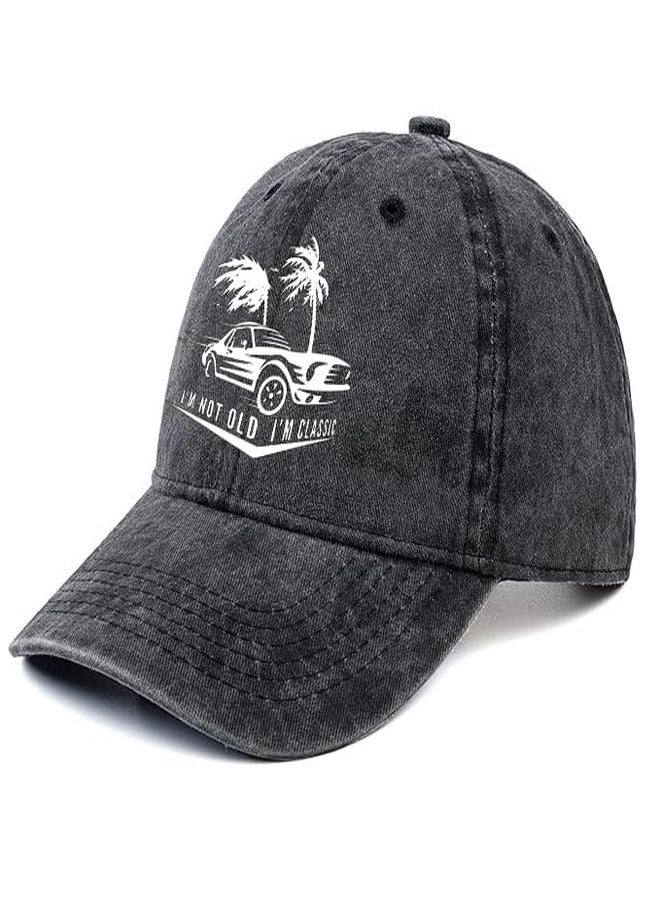 Negi l'm Not Old I'm Classic Baseball Cap for Women Men Vintage Car Palm Tree Hat Black Plain Washed Distressed Baseball Hats Golf Dad Ball Cap Fishing Hiking Camping Hats for Parents, Grandparents - Image 2