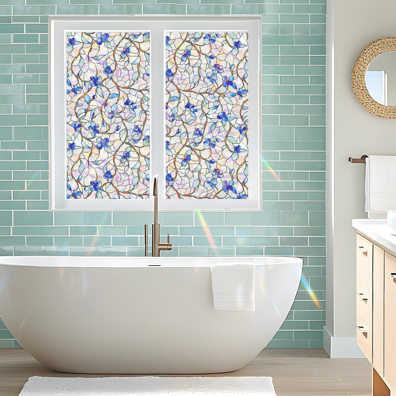 SOMWISE Rainbow Window Privacy Film,Heat Control,UV Blocking,Anti-Glare,Day & Night Privacy Protection & Decoration for Home, Bathroom,Glass Door,Static Cling,Renter-Friendly with Installation Tools - Image 4