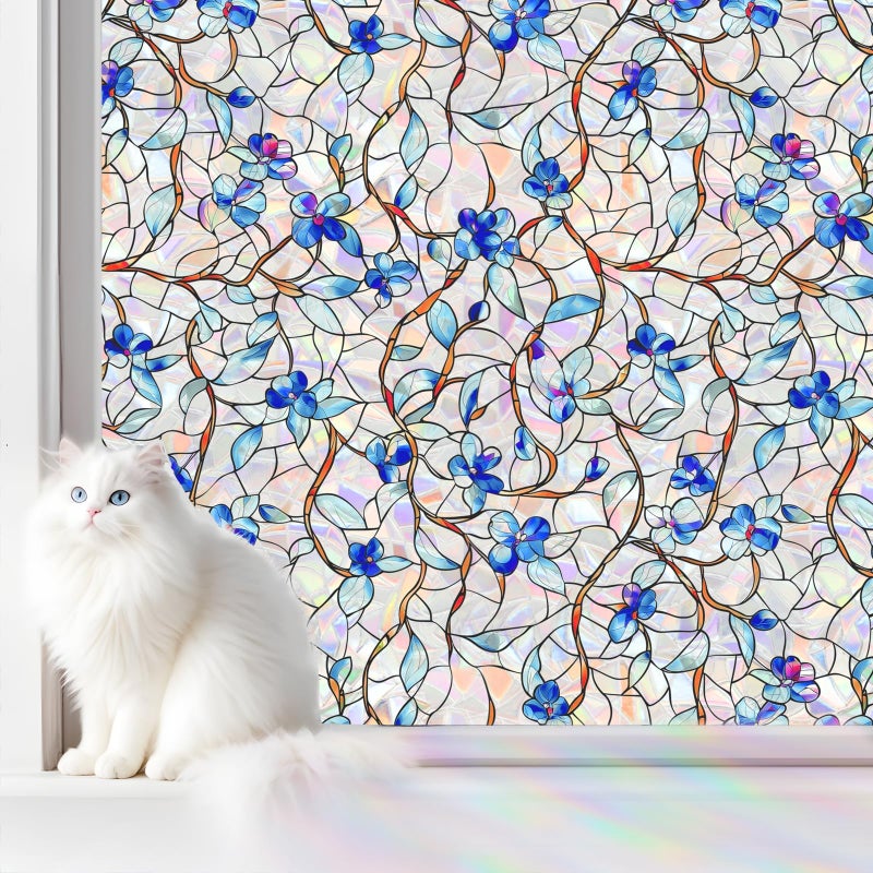 SOMWISE Rainbow Window Privacy Film,Heat Control,UV Blocking,Anti-Glare,Day & Night Privacy Protection & Decoration for Home, Bathroom,Glass Door,Static Cling,Renter-Friendly with Installation Tools - Image 1