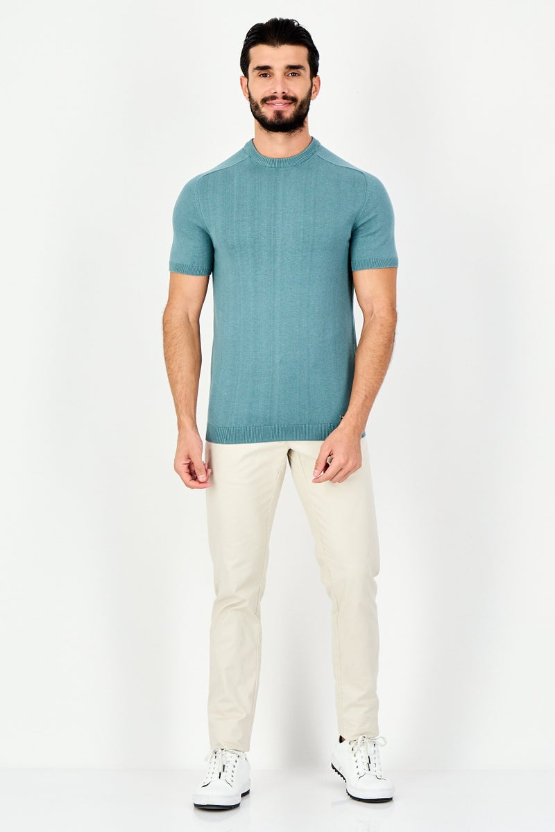 Threadbare Men Ribbed Neck Short Sleeve Solid T-Shirt, Dark Sage - Image 4