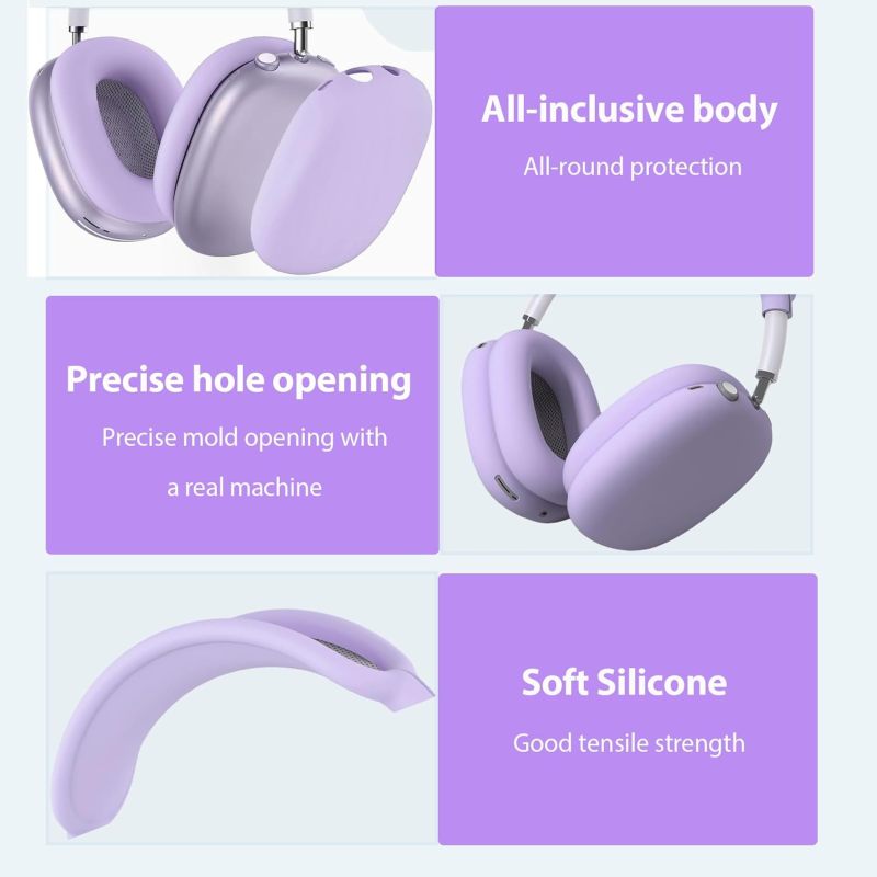 حافظة سيليكون Airpods Max: غلاف رفيع للغاية بدقة مقطوع 3 في 1 - حماية كاملة 360 درجة من الغبار والعرق والخدش لتخزين سماعة أبل واستخدامها اليومي - Image 5
