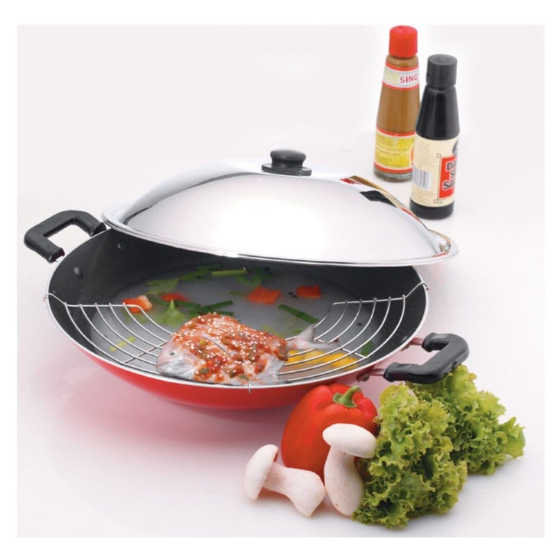 Premier Aluminium Non Stick Chinese Wok - 30 Cm - Image 2