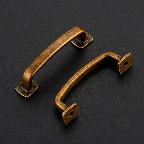 Ravinte Arch Cabinet Pulls Solid 10 Pack 3 Inch Antique Brass Kitchen Cabinet Handles Flat Square Foot Curved Drawer Pulls Hardware for Kitchen - Image 3
