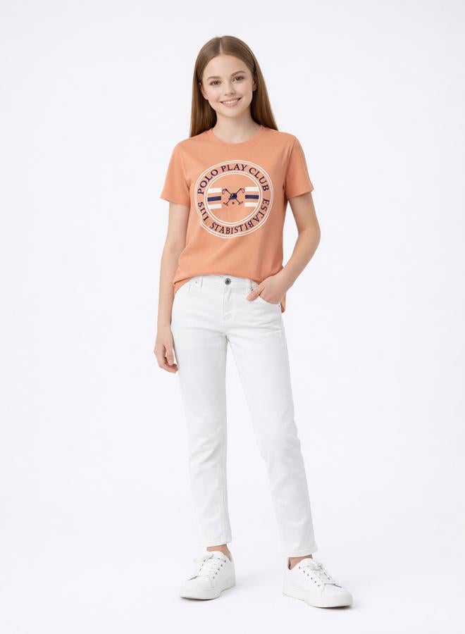 Polo Play Teen Girls Logo Print Cotton T-Shirt - Image 2