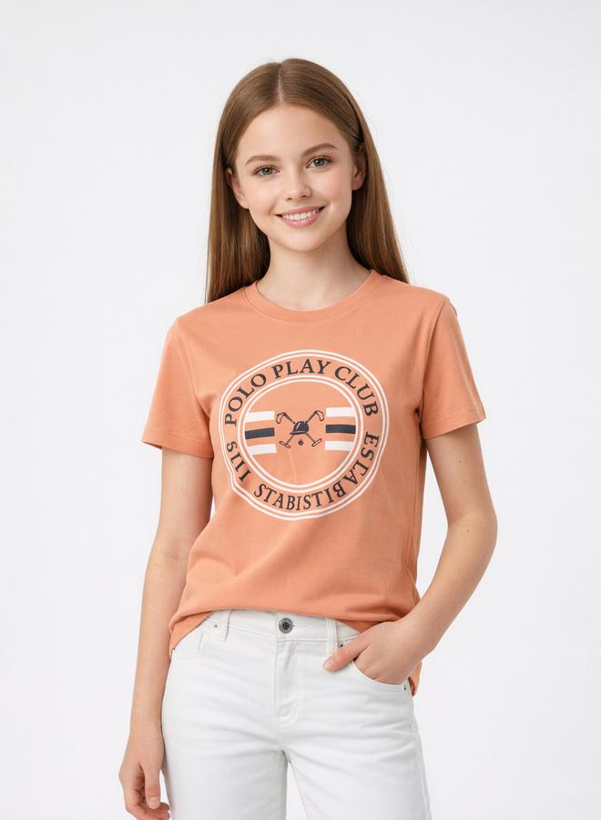 Polo Play Teen Girls Logo Print Cotton T-Shirt - Image 1
