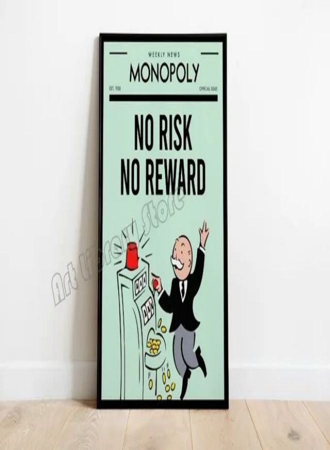 (Assembly frame) Alec Monopoly Millionaire Hustle Time is Money Motivational Quotes Poster Canvas Painting Wall Art Pictures Home Office Decor