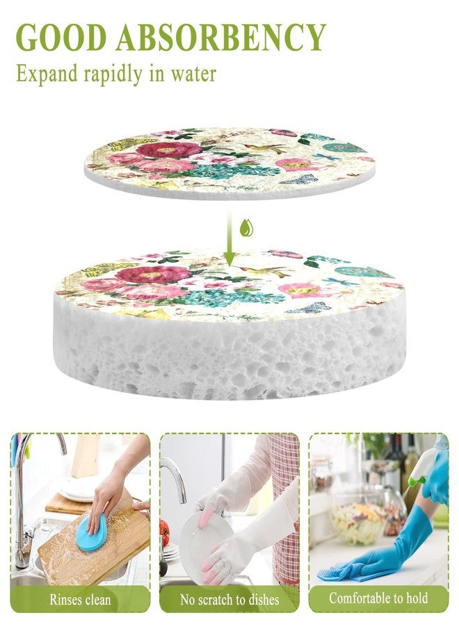 Kcldeci 3 Pack Kitchen Scrub Sponges Hearts and Flowers Kitchen Dish Sponge Non-Scratch Microfiber Sponge for Household Cleaning Dishes, Pots and Pans - Image 3