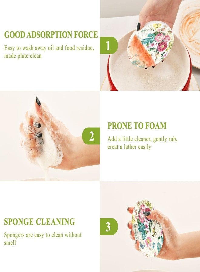 Kcldeci 3 Pack Kitchen Scrub Sponges Hearts and Flowers Kitchen Dish Sponge Non-Scratch Microfiber Sponge for Household Cleaning Dishes, Pots and Pans - Image 4