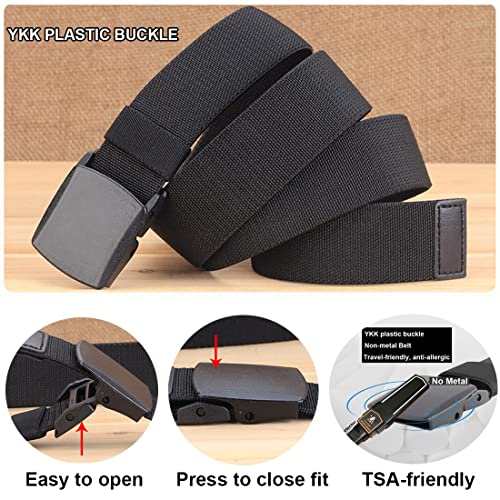 HOANAN 2-Pack Elastic Stretch Belt, Men’s Plus Size No Metal Nylon Tactical Hiking Belt(black/brown-up to 56") - Image 4