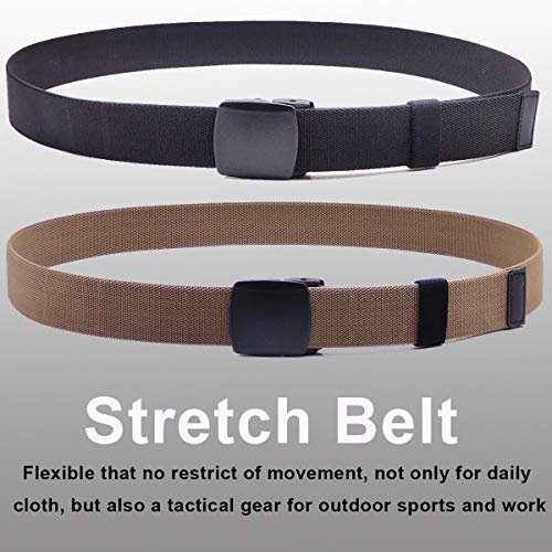 HOANAN 2-Pack Elastic Stretch Belt, Men’s Plus Size No Metal Nylon Tactical Hiking Belt(black/brown-up to 56") - Image 2