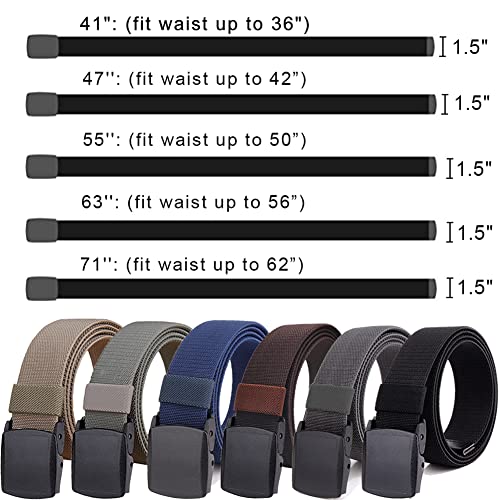 HOANAN 2-Pack Elastic Stretch Belt, Men’s Plus Size No Metal Nylon Tactical Hiking Belt(black/brown-up to 56") - Image 5