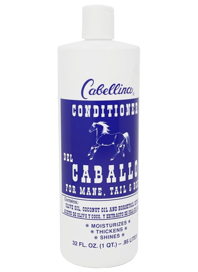 Cabellina Conditioner del Caballo, Moisturizing Conditioner to Prevent Hair Loss with Horsetail Plant Extract, Volume and Shine to your hair, 32 FL Oz, Bottle 