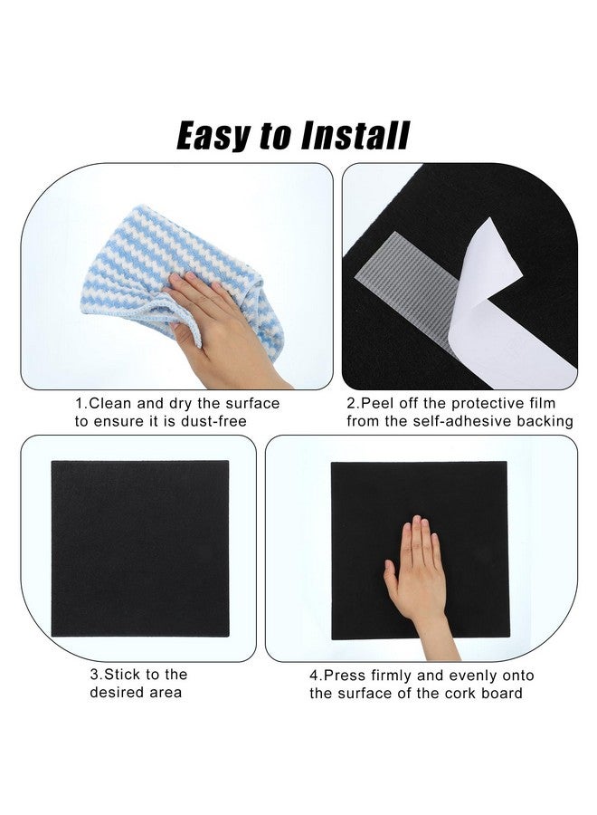 Thboxes Large Cork Board 36" X 24", 6 Pack Felt Wall Tiles With Colored 30 Pcs Pushpins, Black Bulletin Board With Removable Self-Adhesive Strips, Pin Board Cork Boards For Walls Office Home- Black - Image 4