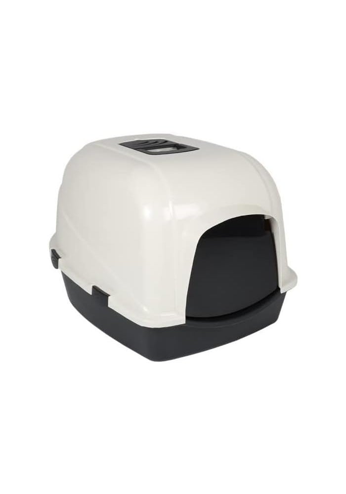 Ebi Eclipse 70 Zen Series Litter Box for Cats 56X70X46cm - Spacious Enclosed Design, White - Image 1