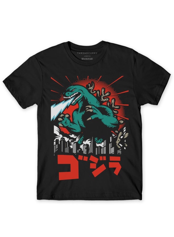THREADCURRY THREADCURRY Lizard Monster Anime Manga Fun Comic Cotton Graphic Printed Tshirt for Boys  - Image 1